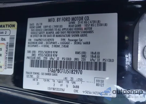 2018 Ford Mustang Gt z USA, uszkodzony, nr VIN 1FA6P8CF1J5182970